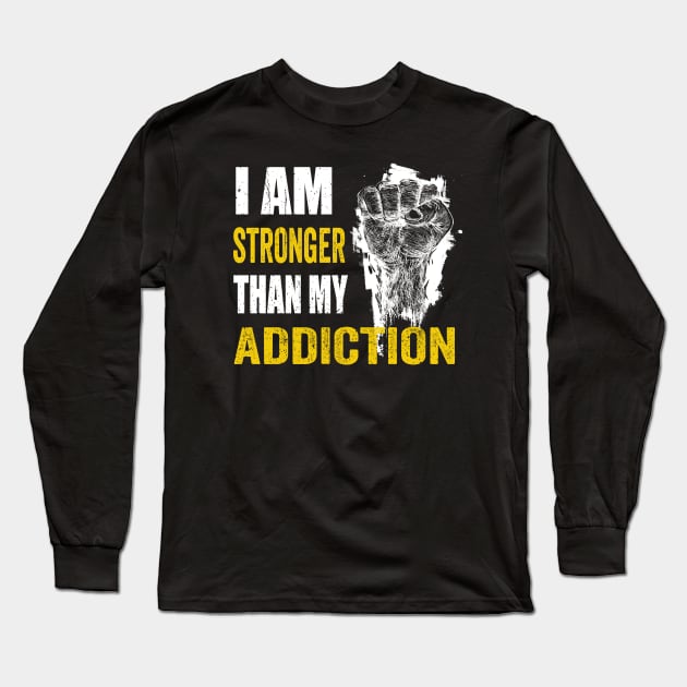 I am stronger than my Addiction mental health Long Sleeve T-Shirt by PositiveMindTee